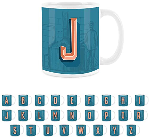 Purely Home Brewery Alphabet Letter J Mug - White Coffee Tea Present Personalised Initial Gift