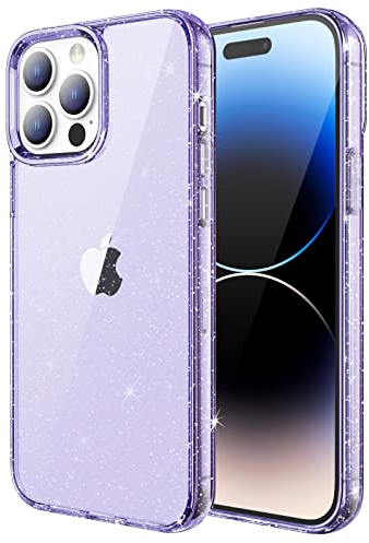 JETech Glitzer Hülle für iPhone 14 Pro 6,1 Zoll, Bling Glitter Stoßfest Handyhülle, Niedliche Glitzernde Schutzhülle für Frauen und Mädchen (Helles Lila)