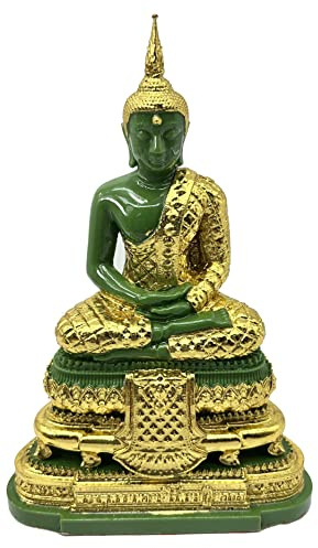 BUDDHO Smaragd-Buddha-Statue, realistisches Design, Knie bis Knie, 5,1 cm H. 15,2 cm H, Jade, Buddha-Statue, für Heimdekoration, Buddha-Skulptur, Buddha-Figuren (Regen)