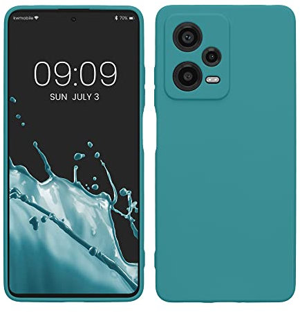 kwmobile Handyhülle kompatibel mit Xiaomi Redmi Note 12 Pro 5G Hülle - Handy Case aus weichem Silikon in Petrol matt