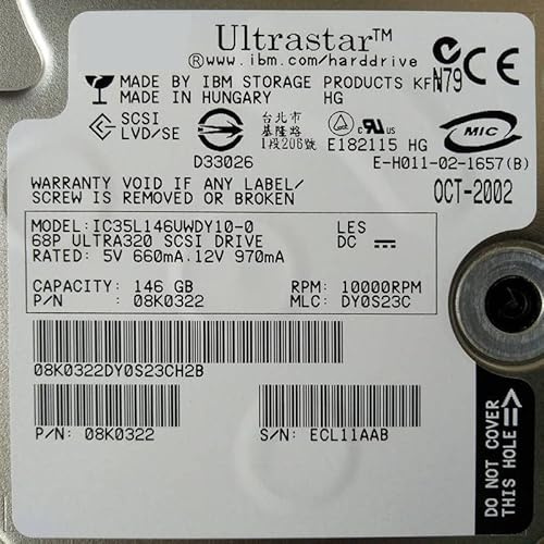 MIDTY 90 % HDD für 146 GB 3,5 Zoll SCSI 8 MB 10000 U/min für interne HDD für Server HDD für 08K0322 IC35L146UWDY10-0