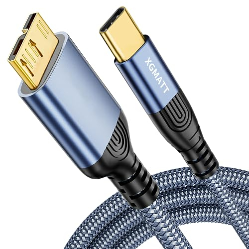 XGMATT Câble USB de type C vers Micro-B 3.0 - 1 m - Câble USB C pour disque dur externe WD, Toshiba Canvio, Seagate Expansion, Samsung Galaxy S5, bleu