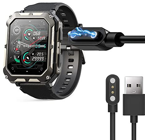 Blueshaweu Magnétique Chargeur Compatible avec TAOPON NX3 Smartwatch,Magnétique Charger Cable Montre Connectée USB 3,3ft Compatible avec MIGOUFIT C20pro/TAOPON NX3 Smartwatch (Noir)