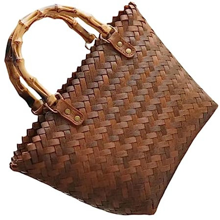 Yardwe Fourre-Tout Tissé Paniers en Rotin pour Le Stockage Panier Portable Sac De Paille pour Femme Poignée en Bambou Sac De Paille Poignée De Sac en Rotin Sacs en Osier Sac À
