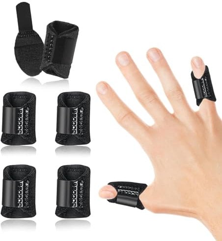 EDNYZAKRN 5 Piezas Férulas de Pulgar, Férula de Dedo para Dedo en Gatillo - Dedo Roto, Soporte de Protección de Dedo para Pulgar - Dedo índice - Dedo Meñique (Negro)