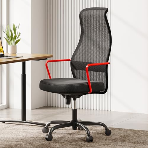 SIHOO M101C Ergonomischer Bürostuhl - Bürostuhl mit zweifachem S-förmigem Rückenlehnen-Design, großer und hoher Bürostuhl, Sitzkissen mit hoher Widerstandsfähigkeit, Computertischstuhl (Rot)