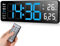 Fuloon Digital Wall Clock, 13 inch Large Display Digital Alarm Clock, Adjustable Brightness LED Digital Clock with Remote Control, Countdown Clock with Date, Week, Temperature(Plug In Electricity)