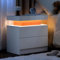 Cubehom LED Nachttisch Nachtschrank mit Led Licht, Modern Nachtkommode mit 2 Schubladen für Wohnzimmer, Schlafzimmer (Weiß Rot, 1)