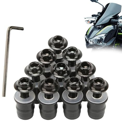 Motorrad Windschild Befestigung Schrauben,M5 x 16mm Motorrad Windschutzscheiben Bolzen,10 Stück Bolzen und Schrauben für Windschutzscheibe,Schraubendreher,Windschild Befestigung Schrauben