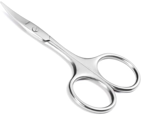 Brencco Ciseaux Cuticules en Acier Inoxydable, Ciseaux Ongles à Lame Incurvée, Convient aux Sourcils, à La Barbe, Faux Cils et Ongles