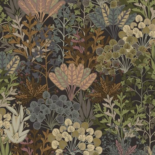 Fiula Self Adhesive Wallpaper Leaves Wallpaper 41CMx6M Brown Multi-Colour Peel and Stick Wallpaper Floral Leaf Vinyl Decorative Stick On Wallpaper for Living Room Bedroom Office Wall Cabinet Drawer