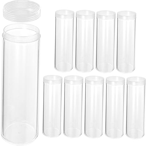 Operitacx 10St Münze Viertelhalter münzrollen münzsammelmappe Münzhalter für einen halben Münztuben ganzes Volumen Veranstalter Aufbewahrungskiste Container Transparentes Rohr Plastik
