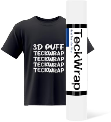 TECKWRAP 3D Puff Heat Transfer Vinyl Puff HTV Vinyl White 25cm x 153cm | Puff Vinyl Heat Transfer White HTV Vinyl Iron On for DIY Clothing T-Shirt Fabric Compatible with Heat Press and Craft Cutter