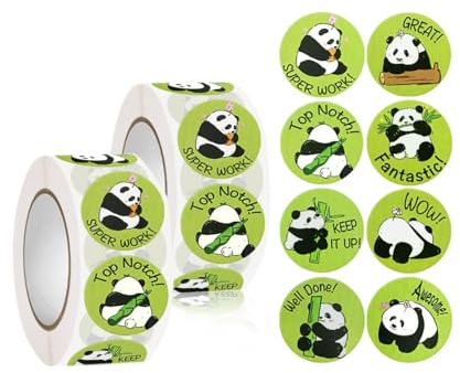 Belohnungsaufkleber für Lehrer.1000 PCS Panda-Aufkleber für Kinder, Schulbedarf Aufkleber auf Blättern.Lehrerzubehör für das Klassenzimmer, Motivationsaufkleber, Klassenarbeit Auszeichnung sticker