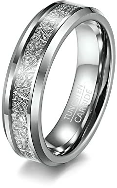 Lieson Ringe Herren Damen Wolfram, 6MM Poliert Silberfolie Verlobungsringe Freundschaftsringe Eheringe Hochzeitsringe Partnerringe für Herren Damen Silber Gr.62 (19.7)