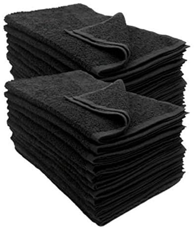 IC-collection Friseurhandtuch 12er Set Handtücher Schwarz - Farbecht (Indanthren) - 100% Baumwolle - 400g/m² (Frottee, 50 x 90 cm)
