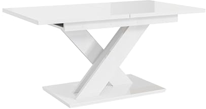 Compleo24 Esstisch Louis Esszimmertisch, ausziehbar 140-180 cm, Modern Esszimmer (Weiß Hochglanz)