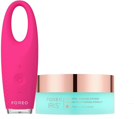 FOREO Eye Revive IRIS 2 Bundle - Lymphatic Drainage Massager + FOREO IRIS Hydrating Hydrogel Eye Mask, 60 pcs - Dark Circle Remover & Bags Remover - Anti Wrinkle Puffiness Reducer
