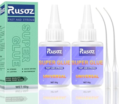 Rusoz Pegamento Fuerte, 100g Super Glue Transparente Pegamento Instantáneo Pegamento Extrafuerte Para Todos Los Materiales, Bricolaje Y Restauraciones Diversas
