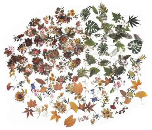 180 Stück Transparente Scrapbooking Aufkleber, PET Blumen Sticker, Pflanzen Blumen Dekoration Aufkleber für Fotoalbum Sammelalbum Scrapbook Laptop.