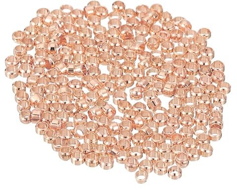 sourcing map 800Pcs Round Crimp Beads, 2mm Metal Spacer Loose Beads Metal Clamp Ends Tiny Stoppers Bead for Bracelet Jewelry Making Craft DIY, Rose Gold