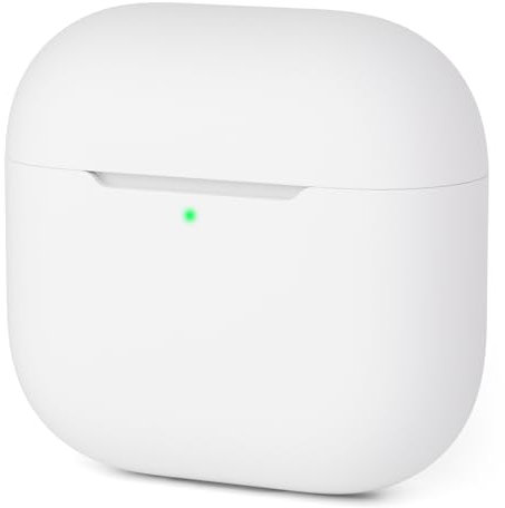 Mocarheri Custodia in Silicone Compatibile con AirPods 4 2024,Custodia protettiva in silicone per AirPods 4,Custodia antiurto in silicone morbido,LED Frontale Visibile-Bianco