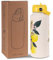 Goetland Fleur Gourde Inox 1l Isotherme Bouteille D'eau avec Paille et Ouverture pour Boire Adulte Femme Sport Personnalisable Étanche Sans BPA Reutilisable Citron