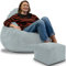 DreamRoots Sitzsack Erwachsene Cord oder Kinder - Bean Bag Sofa - Sitzsack Cord mit Hocker und Bezug - Sitzsäcke mit Füllung 90x90x100 cm Green Lily