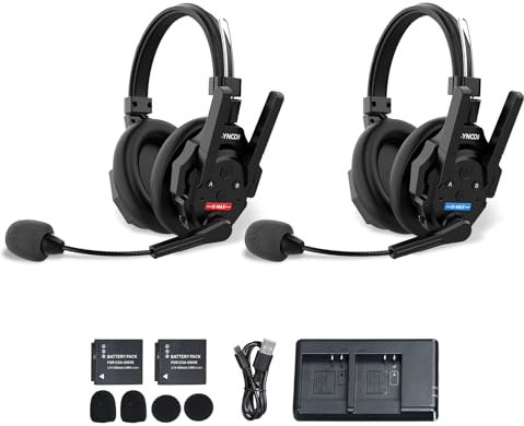 SYNCO XTALK XMax Cuffia Intercom Wireless, Cuffia a Doppio Orecchio Portata 500m Batteria 24h per Comunicazione di Squadra in Eventi, TV e Produzioni Cinematografiche 2PCS