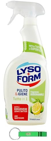 Lysoform Pulito & Igiene Tutto in 1 – Spray detergente con tè verde e limone per la pulizia di superfici della cucina e del bagno – Detergente 700 ml