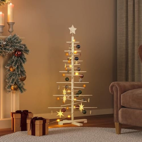 Albero di Natale in legno massello, grande albero artificiale in PVC spesso per decorazioni domestiche per interni, albero di Natale in legno per decorazione, rami di pino facili da piegare e leggero