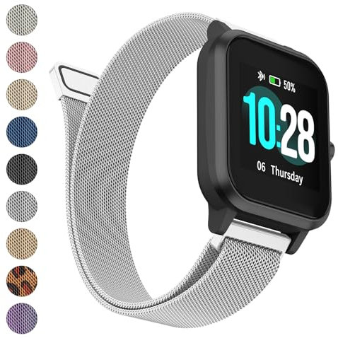 Amzpas für Veryfitpro ID205L Armband,Uhrenarmband 19mm Metall für Yamay Fitness,GRV,Willful,Popglory, Blackview,UMIDIGI,ID205S ID205G ID215G ID216 SW020 SW023 WF021 WF025 Uwatch3(Silber)