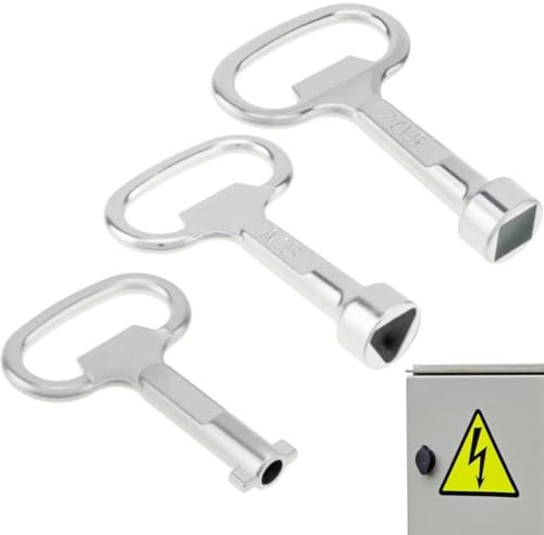 JEYORZY 3 Pièces Cle Triangle Poubelle Clé Triangulaire Clef Triangle à Douille en Métal pour Bac de Tri Compteur Electriques Gaz Ascenseurs Coffret