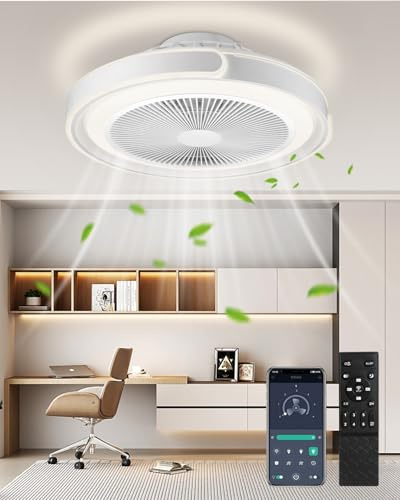 Lightasea Ventilateur de plafond avec lumière, plafonnier avec ventilateur et télécommande, 3 températures de couleur et 6 vitesses, plafonnier LED avec ventilateur, silencieux pour salon et chambre