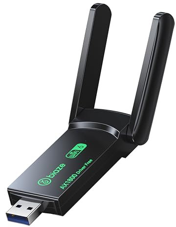 biaze WiFi 6 Dongle USB 3.0 WiFi Adaptateur AX1800 Double Bande 1800Mbps - Antenne Haute Performance, Sans Pilote pour Bureau/Ordinateur Portable, Récepteur Internet 802.11ax Ultra Rapide