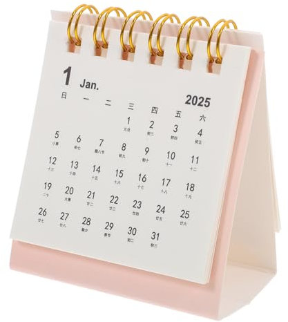 Gadpiparty Einfacher Tischkalender Zeitplan empfindlich Standkalender Klassenzimmer klein Schreibtisch Tischkalender- täglicher Tischkalender Kalenderästhetik Papier Rosa