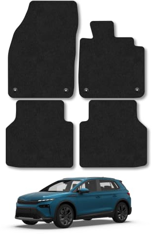 Skoda Elroq (2025+) Carpet Car Mats | Black Edge Trim Tailored Fit Floor Mats Full Coverage Protection Accessories Easy Clean Anti Slip Made in the UK
