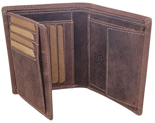 Frédéric&Johns Herren-Geldbörse aus echtem Leder – Modell Stone – Vintage – RFID-Schutz – kompakt und elegant – Führerschein-kompatibel, Braun 2, one size, Klassisch