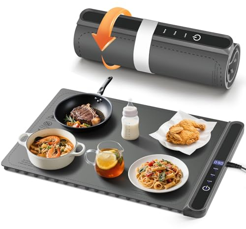 AUTOPkio Warmhalteplatte Elektrisch, Speisenwärmer Wärmeplatte 300W | für Speisen Buffetwärmer 6 Temperatur & 9 Timer Automatisch, Kindersicherung für Buffets Server Party Auftauen