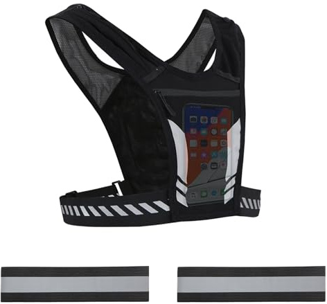 Yuaerbuo Gilet Running Homme, Gilet Reflechissant Running a Pied, Accessoire Course a Pied Homme, Running, Veste Running Femme, Comprend 2 PCS Brassards Réfléchissants, pour Course Nocturne, Marathon