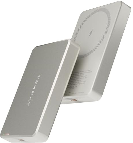 TEKRAT MagVo10000 for MagSafe Magnetic Power Bank, Fast Wireless Phone Charger, 10000mAh Wireless Power Bank Aluminium Magnetic Charger for iPhone 17 Pro Max/16/15/14/13/12 Series (Titanium Gold)
