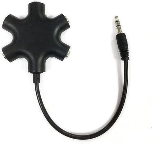 DUOBAGMA Headphone Splitter, 5-Jack 3.5mm Earphone Headphone Audio Aux Splitter Stereo Audio Headset Adapter,5 Way 1 Male to 2 3 4 5 Female Port Cable