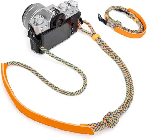 50.4'' Adjustable Braided Camera Neck Strap Fit Camera w Round Hole Orange | for Fujifilm Fuji XT50 X-T30 III II XT20 X-E5 XE3 XE2 XT5 XT4 XT3 XT2 XS20 XS10 X100VI X100V X100F X100T X-Pro3 X-Pro2 X Half