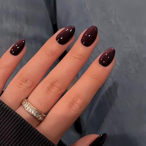 KQueenest Press On Nails Kurz - Cat Eye Schwarz Rosa Künstliche Nägel zum Aufkleben Kurz Rund, 30 Stück 15 Größen Chrome Fake Nails Press ons, Premium, Wiederverwendbar Glänzend Acryl Nägel für Damen