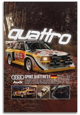 OKNGB Vintage-Sportwagen-Poster, Sport-Quattro S1, Renn-Poster, dekoratives Gemälde, Leinwand, Wandposter und Kunstdruck, moderne Familienschlafzimmer-Dekoration, Poster, 60 x 90 cm