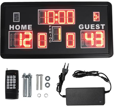 Tissting Chronomètre LED de Basketball avec Télécommande - Panneau d'Affichage Électronique pour Matchs Sportifs Multifonctionnel Compte à Rebours Score Tableau de Bord 12V DC