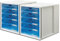 HAN 1450-14 Schubladenbox SYSTEMBOX; Innovatives; attraktives Design mit 5 geschlossenen Schubladen (Schubladenbox geschlossen | 2er Set, transluzent-blau)