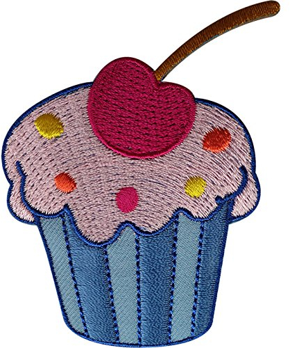 Cupcake-Aufnäher, bestickt, zum Aufnähen oder Aufbügeln.