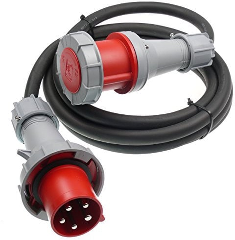 maxgo CEE-Verlängerungskabel Starkstromleitung Stromkabel flexibel wasserdicht H07RN-F 5G10 5x10 63A PCE 5P ideale für Industrie und Baustellen Außenbereich IP67 5m