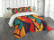 ABAKUHAUS Modern Tagesdecke Set, Geometrische Modernes Design, Set mit Kissenbezügen luftdurchlässig, für Doppelbetten 264 x 220 cm, Ringelblume Orange Teal